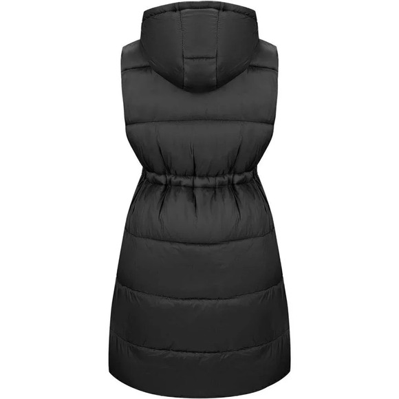 Risissida Women Long Loose Puffer Vest Quilted Hooded Oversized Thermal Gilet - Picture 3 of 6